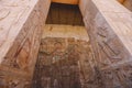 Ancient Egyptian Pillars in the temple of Seti I also known as the Great Temple of Abydos in Kharga