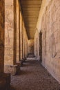 Ancient Egyptian Pillars in the temple of Seti I also known as the Great Temple of Abydos in Kharga