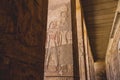 Ancient Egyptian Pillars in the temple of Seti I also known as the Great Temple of Abydos in Kharga Royalty Free Stock Photo