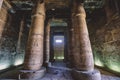 Ancient Egyptian Pillars in the temple of Seti I also known as the Great Temple of Abydos in Kharga Royalty Free Stock Photo