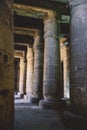 Ancient Egyptian Pillars in the temple of Seti I also known as the Great Temple of Abydos in Kharga Royalty Free Stock Photo