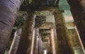 Ancient Egyptian Pillars in the temple of Seti I also known as the Great Temple of Abydos in Kharga