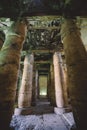 Ancient Egyptian Pillars in the temple of Seti I also known as the Great Temple of Abydos in Kharga Royalty Free Stock Photo