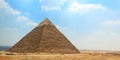 The ancient Egyptian Pyramid of Khafre Chephren in Giza, Cairo, Egypt Royalty Free Stock Photo