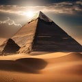 An ancient Egyptian pyramid rising majestically from the desert sands3