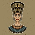 Ancient egyptian queen nefertiti vector illustration in colorful cartoon style isolated on light background Royalty Free Stock Photo