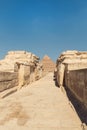 Ancient Egyptian ruins. Way to valley temple of the pyramids