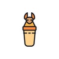 Ancient egyptian sarcophagus, Canopic jars flat color line icon. Royalty Free Stock Photo