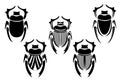 Ancient egyptian scarab beetle black and white vector design set