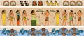 Ancient Egyptian scene with queen and servants Royalty Free Stock Photo