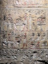 Ancient Egyptian script hieroglyphs feasting carved stone Royalty Free Stock Photo