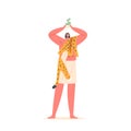 Ancient Egyptian Shaman Male Character Wear Leopard Skin Holding Cup with Potion. Spiritual Leader, Vector Illustration