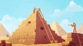 Ancient Egyptian slaves drag Huge bricks to building Pyramid