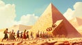 Ancient Egyptian slaves drag Huge bricks to building Pyramid