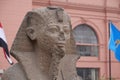 Ancient Egyptian sphinx sculpture outside the Egyptian Museum in Cairo, Egypt Royalty Free Stock Photo