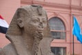 Ancient Egyptian sphinx sculpture outside the Egyptian Museum in Cairo, Egypt Royalty Free Stock Photo