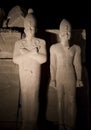 Ancient egyptian statues in Karnak temple at night