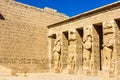 Ancient egyptian statues in the mortuary Temple of Ramses III Royalty Free Stock Photo