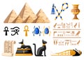 Ancient Egyptian symbols and decoration Egypt flat icons illustration on white background web site page and mobile app desi Royalty Free Stock Photo