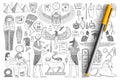 Ancient Egyptian symbols doodle set Royalty Free Stock Photo