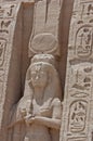 Giant statue of Queen Nefertari at Abu Simbel temple Royalty Free Stock Photo