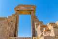 Ancient Egyptian temple Amon Ra in Luxor with columns and beautiful bas-reliefs Pharaoh`s cult