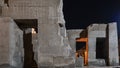 The ancient Egyptian temple of Kom Ombo against the dark night sky.