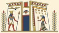 Ancient Egyptian Temple Scene Vector, vector design Generative AI Royalty Free Stock Photo