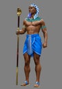 Ancient Egyptian Warrior with Golden Cobra Staff