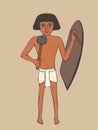 Ancient egyptian warrior with mace and shield Royalty Free Stock Photo