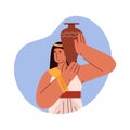 Ancient Egyptian woman with a jug for water or oil, vector illustration isolated. Royalty Free Stock Photo