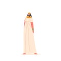 Ancient Egyptian Woman Wear Long Linen Dress, Wig And Jewelry. Makeup, Specifically Black Kohl Around The Eyes Royalty Free Stock Photo