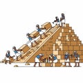 Ancient Egyptian workers building pyramid structure Royalty Free Stock Photo
