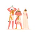 Ancient Egyptians Shaman, Pharaoh and Woman Characters. People of Egypt Civilization, Important Society Figures