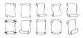 Ancient empty scroll doodle hand drawn, ancient medieval paper outline icon set. Outline vector paper scrolls, papyrus
