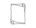 Ancient empty scroll doodle hand drawn, ancient medieval paper outline icon. Outline vector paper scroll, papyrus
