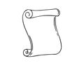 Ancient empty scroll doodle hand drawn, ancient medieval paper outline icon. Outline vector paper scroll, papyrus