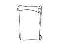 Ancient empty scroll doodle hand drawn, ancient medieval paper outline icon. Outline vector paper scroll, papyrus