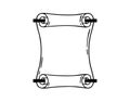 Ancient empty scroll doodle hand drawn, ancient medieval paper outline icon. Outline vector paper scroll, papyrus