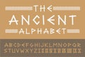 Ancient english creative alphabet. Vector old greek font. Trendy stylized latin letters and numerals Royalty Free Stock Photo