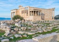 Ancient Erechtheion temple in Acropolis of Athens in Greece Royalty Free Stock Photo