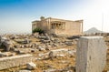 Ancient Erechtheion temple on Acropolis hill in Athens, Greece Royalty Free Stock Photo