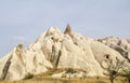 Ancient eroded white and pink sandstone rock formations in Cappadocia valley, Turkey Royalty Free Stock Photo