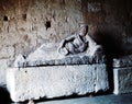 An ancient Etruscan tomb modeled in the tuff