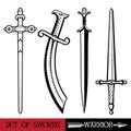 Ancient Europe weapon - set of swords. Vikings sword, sword knights crusaders, Celtic sword