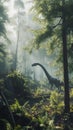 An ancient extinct animal dinosaur in an ancient forest Royalty Free Stock Photo