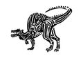 Ancient extinct jurassic spinosaurus dinosaur vector illustration ink painted, hand drawn grunge prehistoric reptile, black