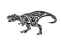 Ancient extinct jurassic t-rex dinosaur vector illustration ink painted, hand drawn grunge prehistoric tyrannosaur rex reptile, Royalty Free Stock Photo