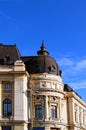 Ancient facade of the Central University Library against blue sky. It founded in 1895 as the Carol I Library Royalty Free Stock Photo