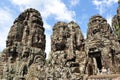 Ancient face sculptures in Bayon Temple Cambodia